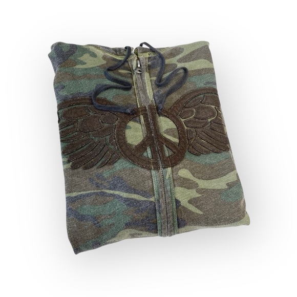 VHTF: new Lucky Brand シ Embroidered Winged Peace Sign Zip Hoodie Sweatshirt シ S - Picture 14 of 16